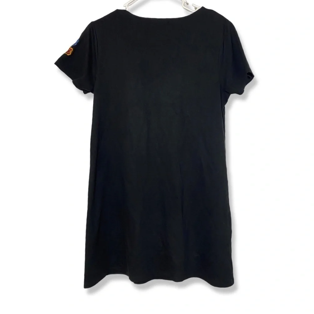 ⭐️MNG Black TShirt Dress with Embroidered Floral Patch